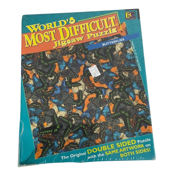 Worlds Most Difficult Jigsaw Puzzle Butterflies 2004 Double-Sided Sealed Vintage - Picture 1 of 12